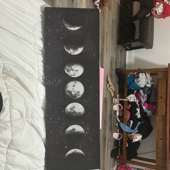 Lunar Phases Canvas Wall Art - Black and White - Picture 1 of 2